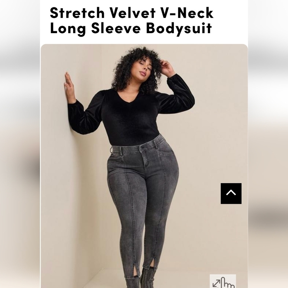 New Torrid Velvet Bodysuit black V-Neck Long Sleeve Bodysuit Plus size 5x